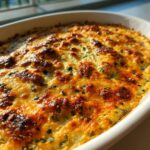 Close-up of hot, bubbly Jalapeño popper dip with a deeply browned and melted cheese crust.