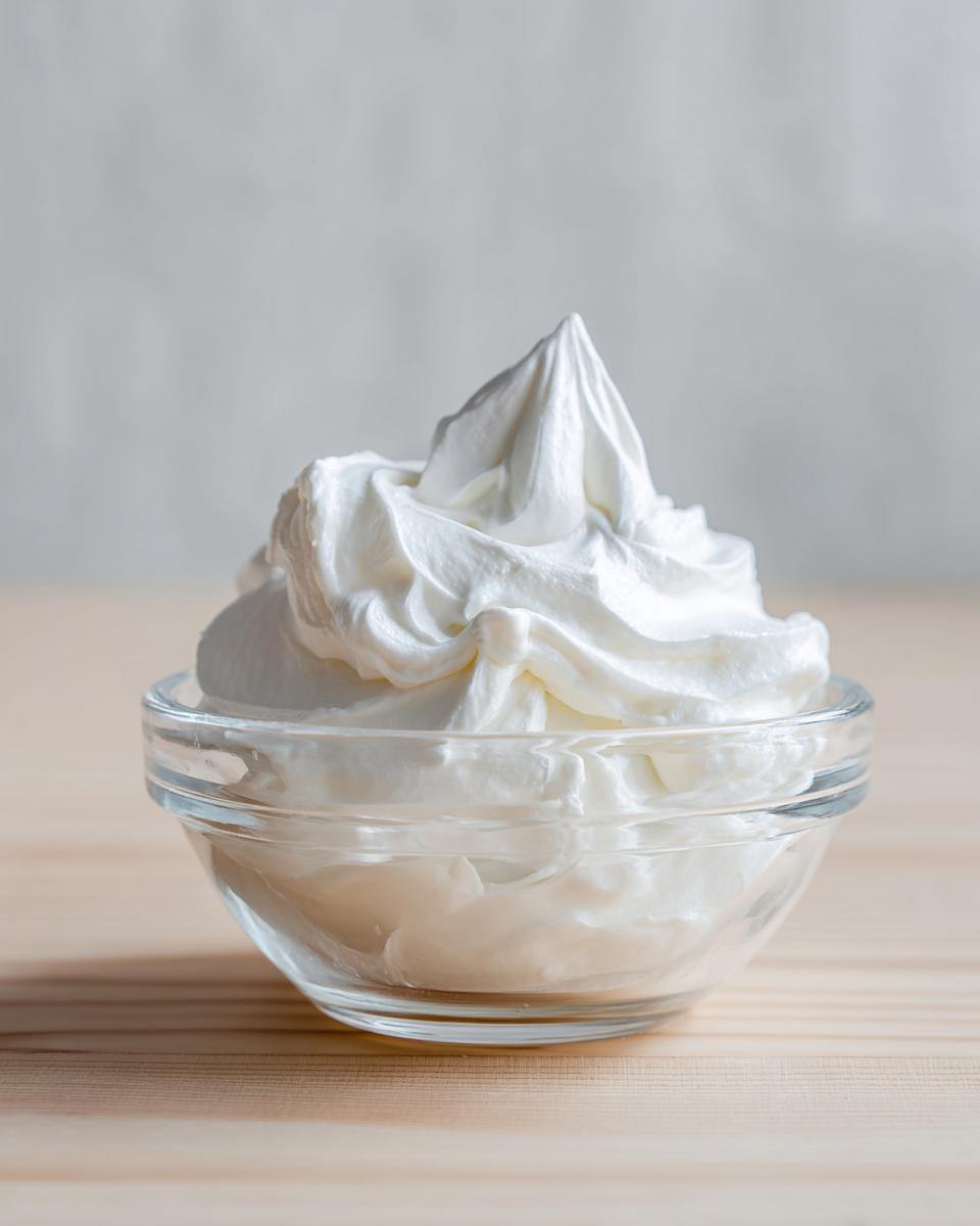 A small glass bowl filled with stiff, perfectly piped white royal icing recipe mixture.