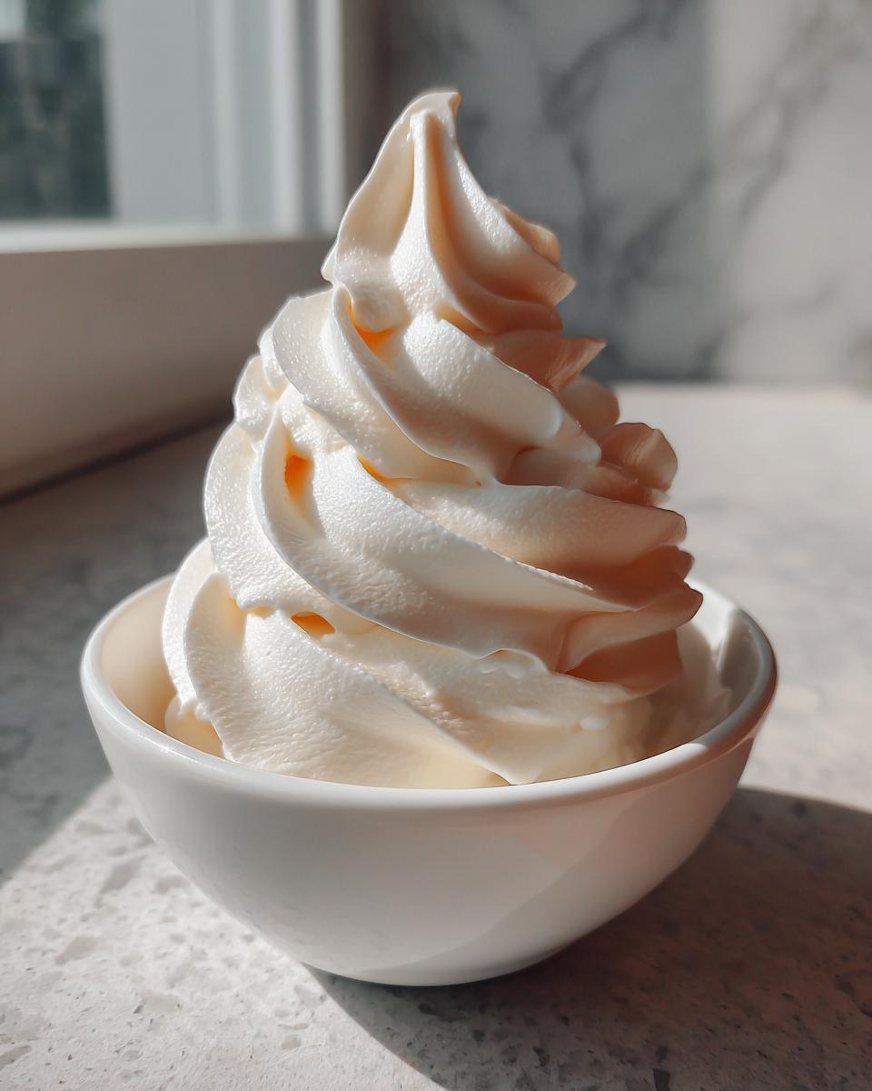 A perfect swirl of creamy, pale yellow banana ice cream served in a small white bowl.