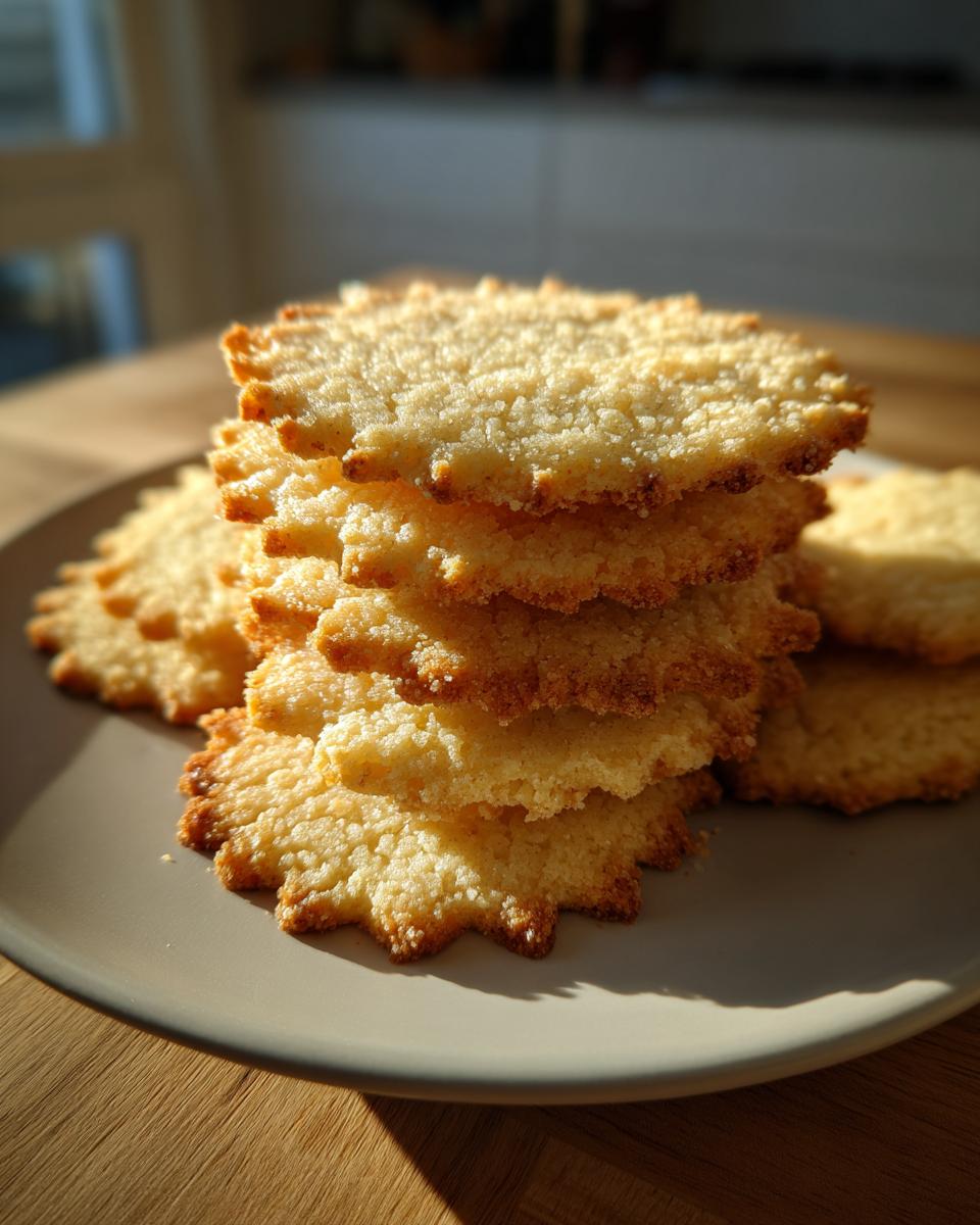 A stack of golden brown, perfectly shaped sugar cookie cutouts resting on a gray plate.