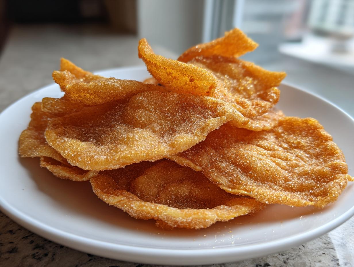 A stack of golden brown, crispy buñuelos dusted generously with cinnamon sugar, served on a white plate.