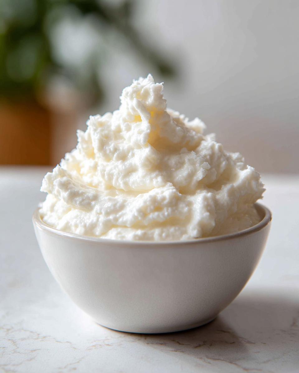 A small white bowl filled with a generous, fluffy mound of creamy white garlic sauce.