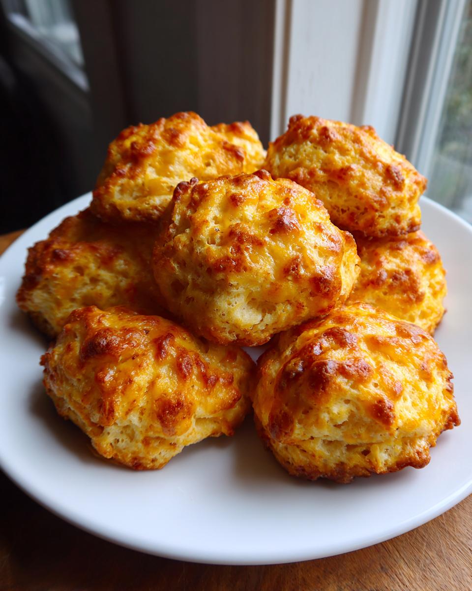 A stack of freshly baked, golden brown sausage balls with a cheesy, slightly crispy top.